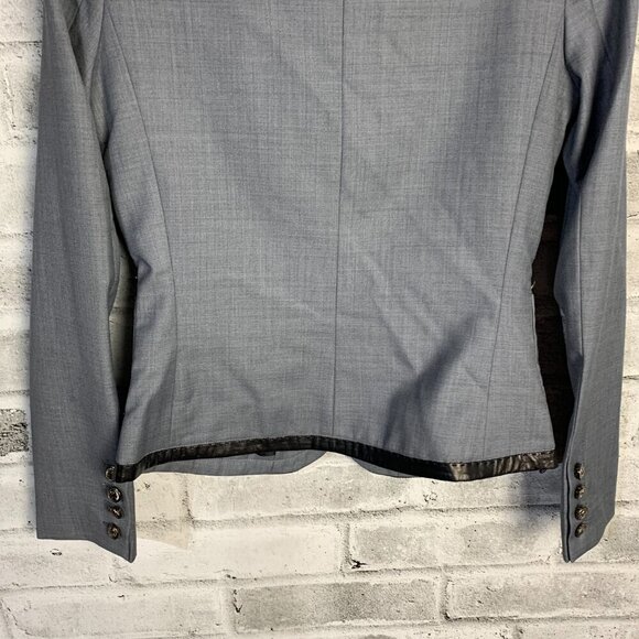 Tart Collections Wool Blend Lamb Leather Trim Fitted Blazer Jacket New - Picture 7 of 16